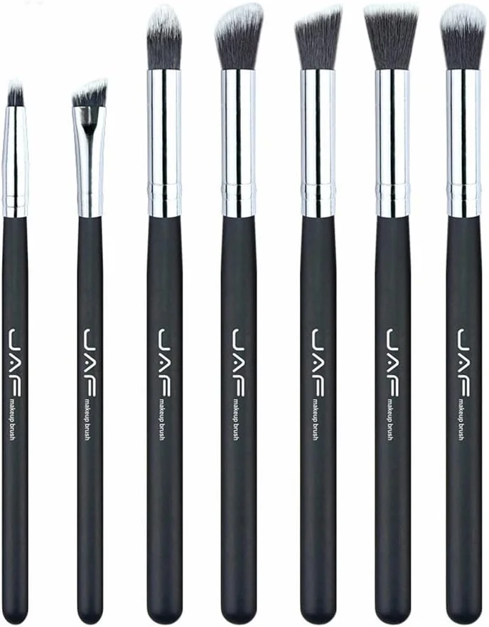 GDJbnyu JAF Brand ست 7 عددی برس آرایشی حرفه ای قابل حمل برای ترکیب چشم، سایه چشم، پخش کردن و سایه زدن مدل JE07SSY-B ابزار برس های آرایشی
