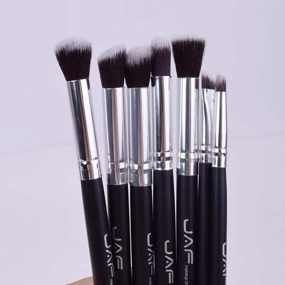 GDJbnyu JAF Brand ست 7 عددی برس آرایشی حرفه ای قابل حمل برای ترکیب چشم، سایه چشم، پخش کردن و سایه زدن مدل JE07SSY-B ابزار برس های آرایشی