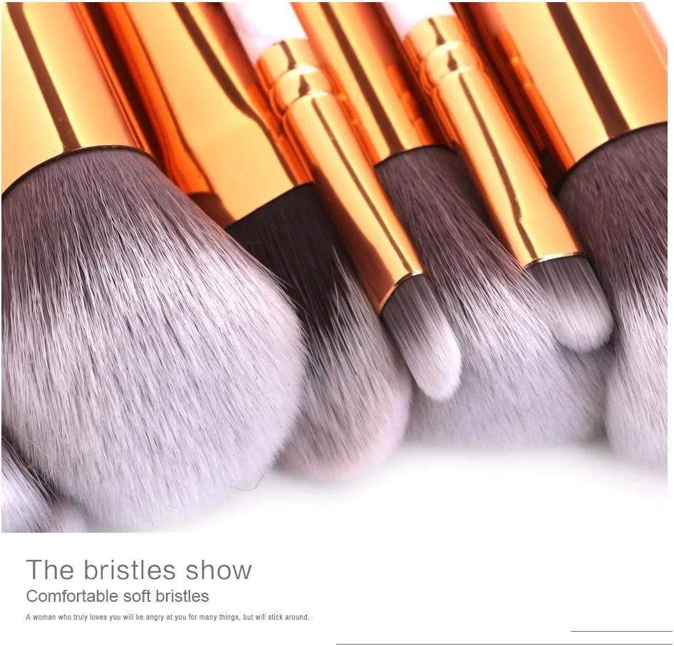 GDJbnyu ست 10 عددی برس آرایشی طرح سنگ مرمر به همراه محفظه نگهدارنده