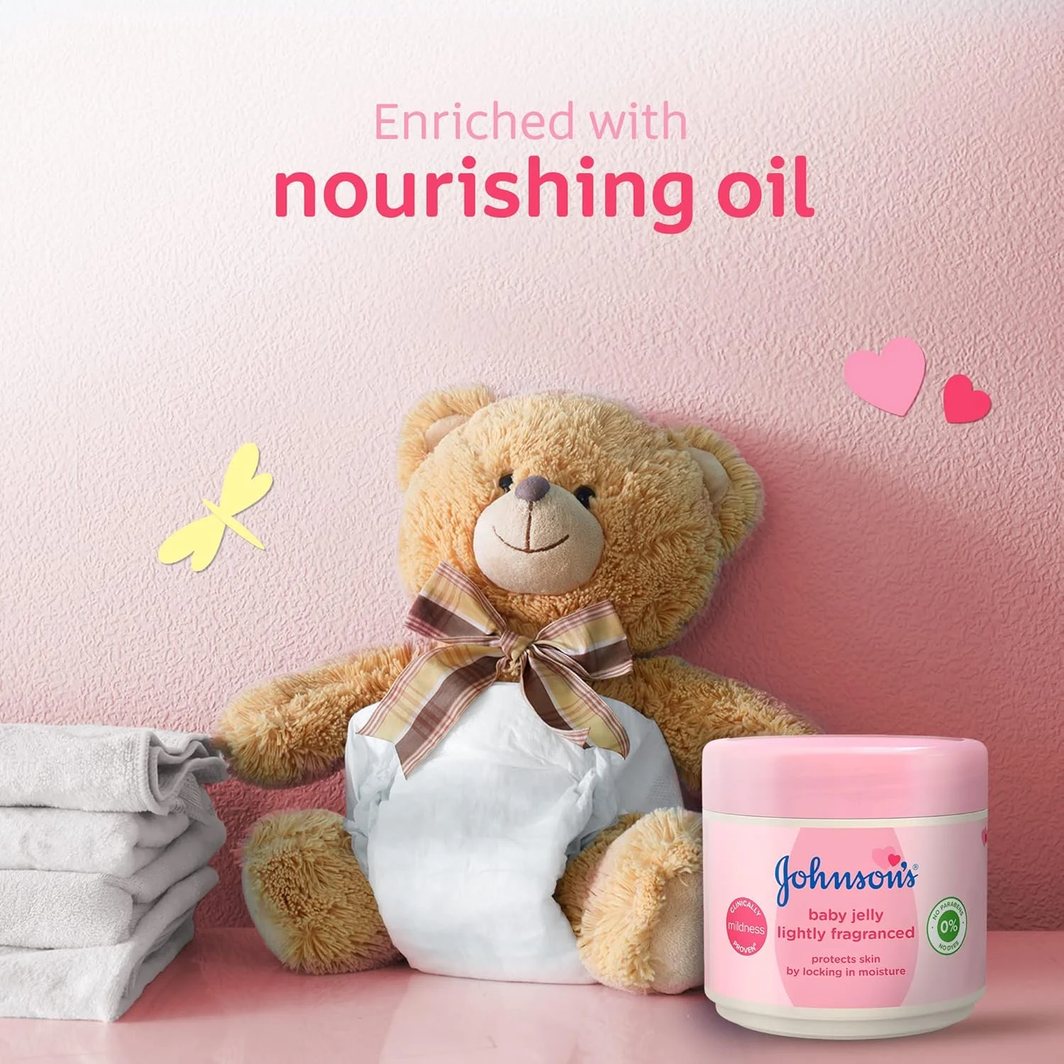 وازلین بچه جانسون، با رایحه ملایم (250 میلی لیتر)، مرطوب کننده ملایم و تست شده توسط متخصص پوست برای محافظت و حفظ رطوبت پوست لطیف کودک