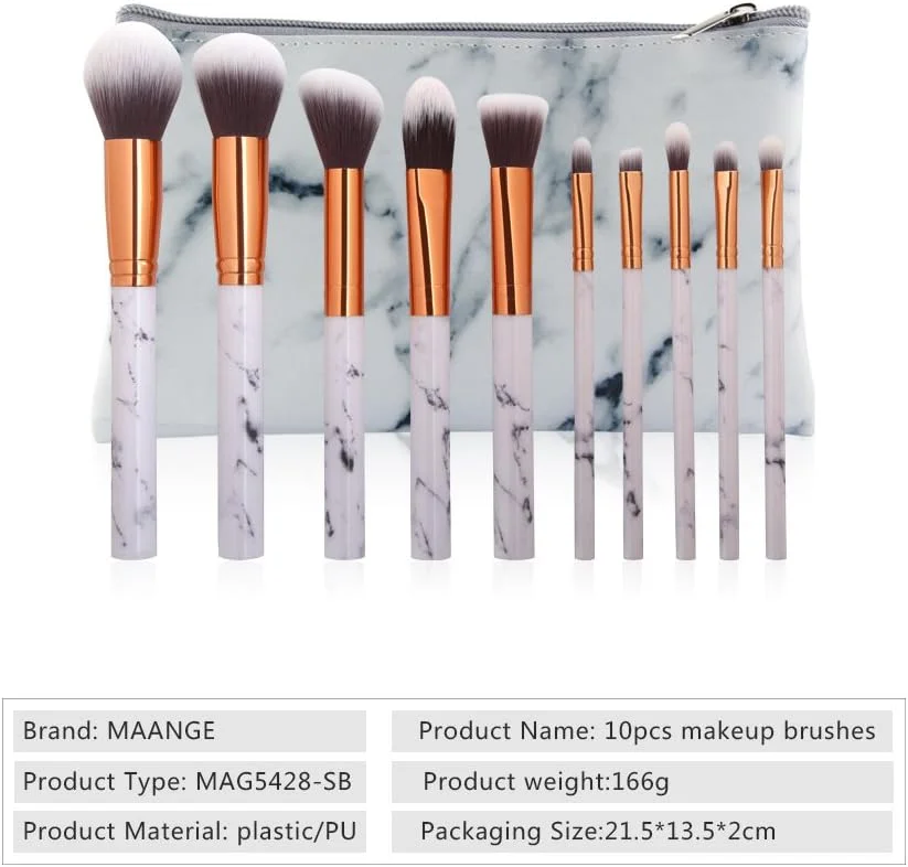 ست 10 عددی برس آرایشی طرح مرمر GDJbnyu به همراه کیف برس