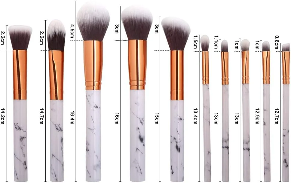 ست 10 عددی برس آرایشی طرح مرمر GDJbnyu به همراه کیف برس