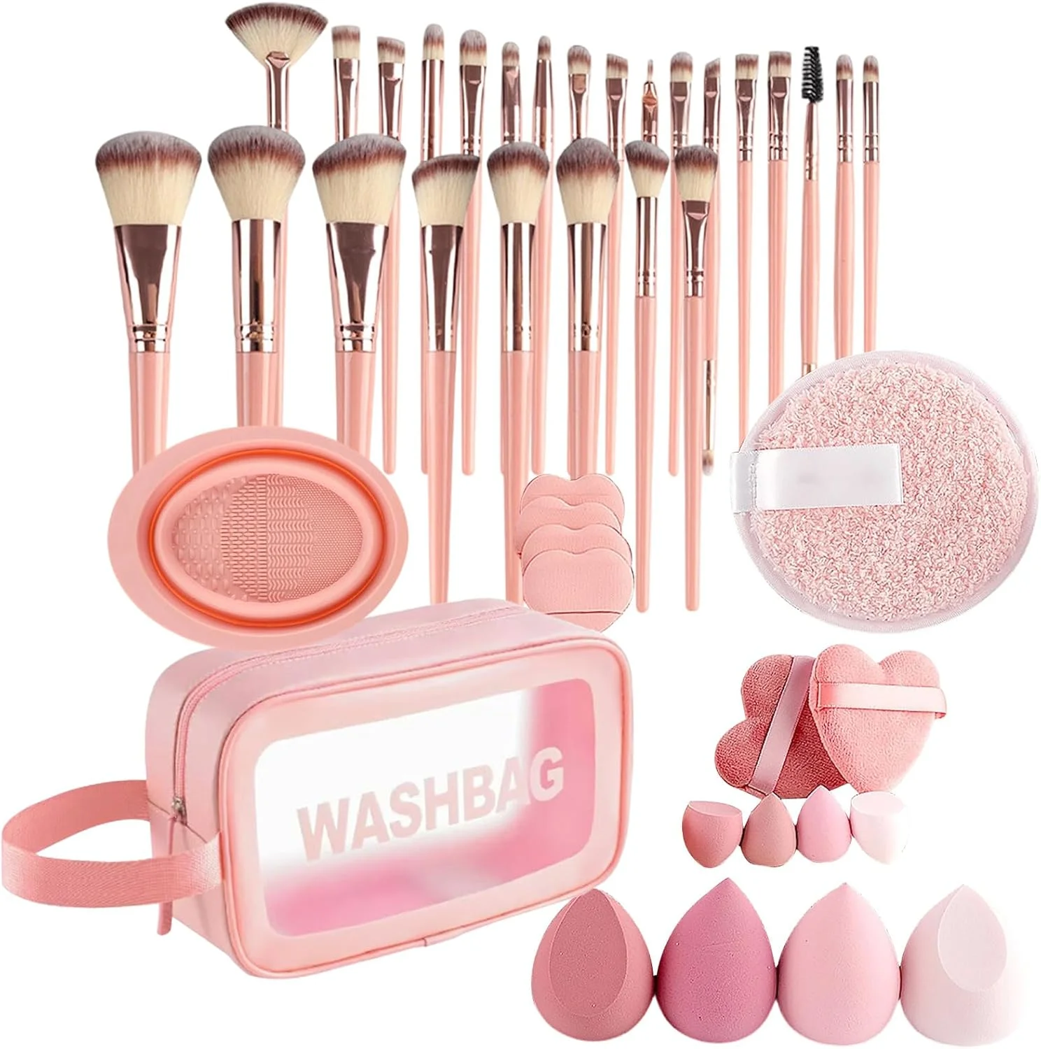 ست کامل برس آرایشی | کیت برس سایه چشم و کرم پودر 46 تکه - همراه با کیف نگهداری، لوازم جانبی زیبایی چند منظوره برای زنان، عروس، فضای باز، ولنتاین، دختران، خانه، تعطیلات ست کامل برس آرایشی | کیت برس سایه چشم و کرم پودر 46 تکه - همراه با کیف نگهداری، لوازم جانبی زیبایی چند منظوره برای زنان، عروس، فضای باز، ولنتاین، دختران، خانه، تعطیلات