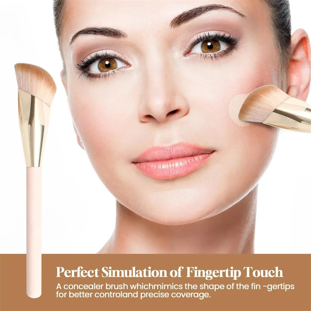 ست برس آرایشی شامل برس کرم پودر و برس کانسیلر، برس های آرایشی صورت مصنوعی ممتاز برای کرم مایع، برس کانسیلر زاویه دار زیر چشم، برس کوچک کرم پودر ابزار آرایشی (2 عدد) ست برس آرایشی شامل برس کرم پودر و برس کانسیلر، برس های آرایشی صورت مصنوعی ممتاز برای کرم مایع، برس کانسیلر زاویه دار زیر چشم، برس کوچک کرم پودر ابزار آرایشی (2 عدد)