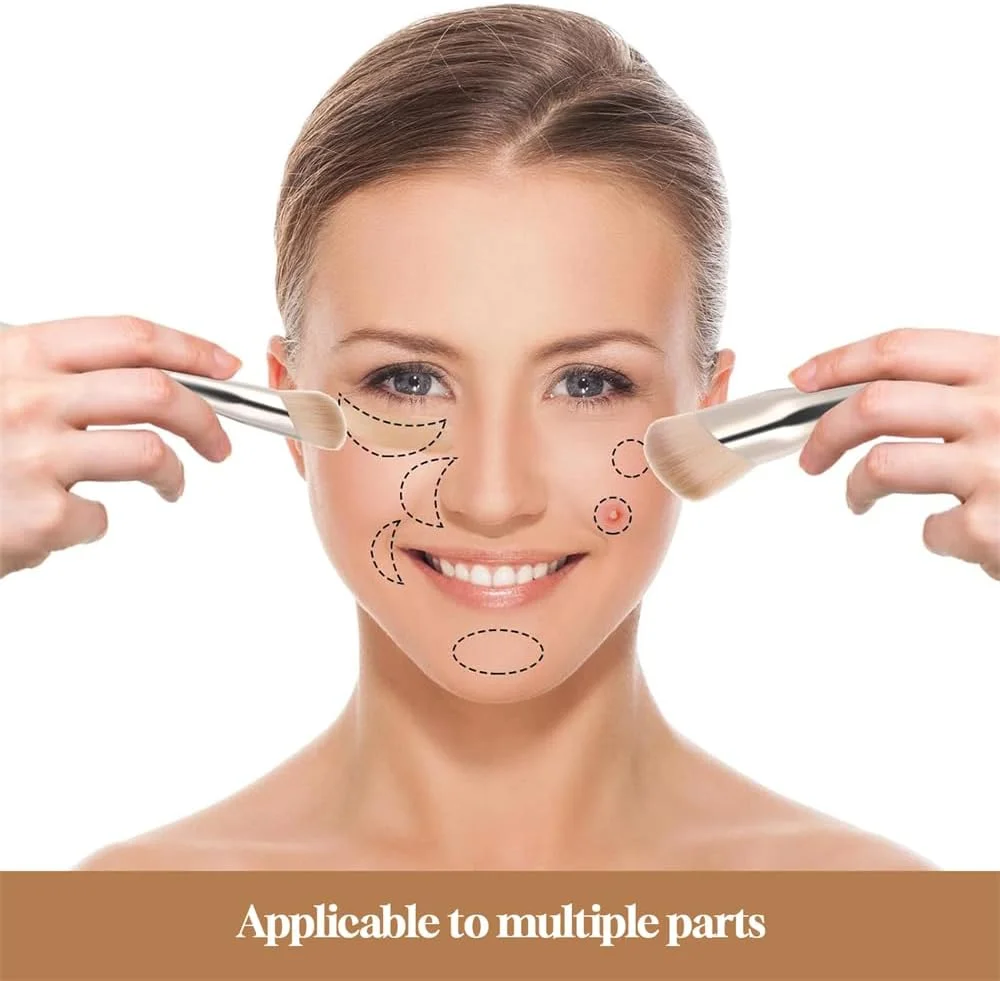 ست برس آرایشی شامل برس کرم پودر و برس کانسیلر، برس های آرایشی صورت مصنوعی ممتاز برای کرم مایع، برس کانسیلر زاویه دار زیر چشم، برس کوچک کرم پودر ابزار آرایشی (2 عدد) ست برس آرایشی شامل برس کرم پودر و برس کانسیلر، برس های آرایشی صورت مصنوعی ممتاز برای کرم مایع، برس کانسیلر زاویه دار زیر چشم، برس کوچک کرم پودر ابزار آرایشی (2 عدد)