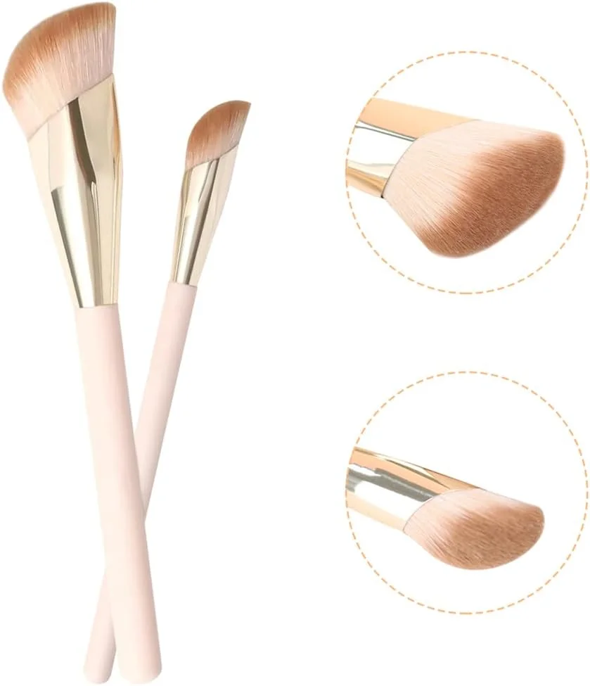 ست برس آرایشی شامل برس کرم پودر و برس کانسیلر، برس های آرایشی صورت مصنوعی ممتاز برای کرم مایع، برس کانسیلر زاویه دار زیر چشم، برس کوچک کرم پودر ابزار آرایشی (2 عدد) ست برس آرایشی شامل برس کرم پودر و برس کانسیلر، برس های آرایشی صورت مصنوعی ممتاز برای کرم مایع، برس کانسیلر زاویه دار زیر چشم، برس کوچک کرم پودر ابزار آرایشی (2 عدد)