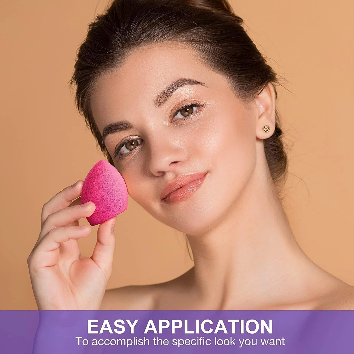 ست براش آرایشی 5 عددی مو نرم صورتی فیت بایت به همراه پد آرایشی 6 در 1 - (بسته 11 عددی)