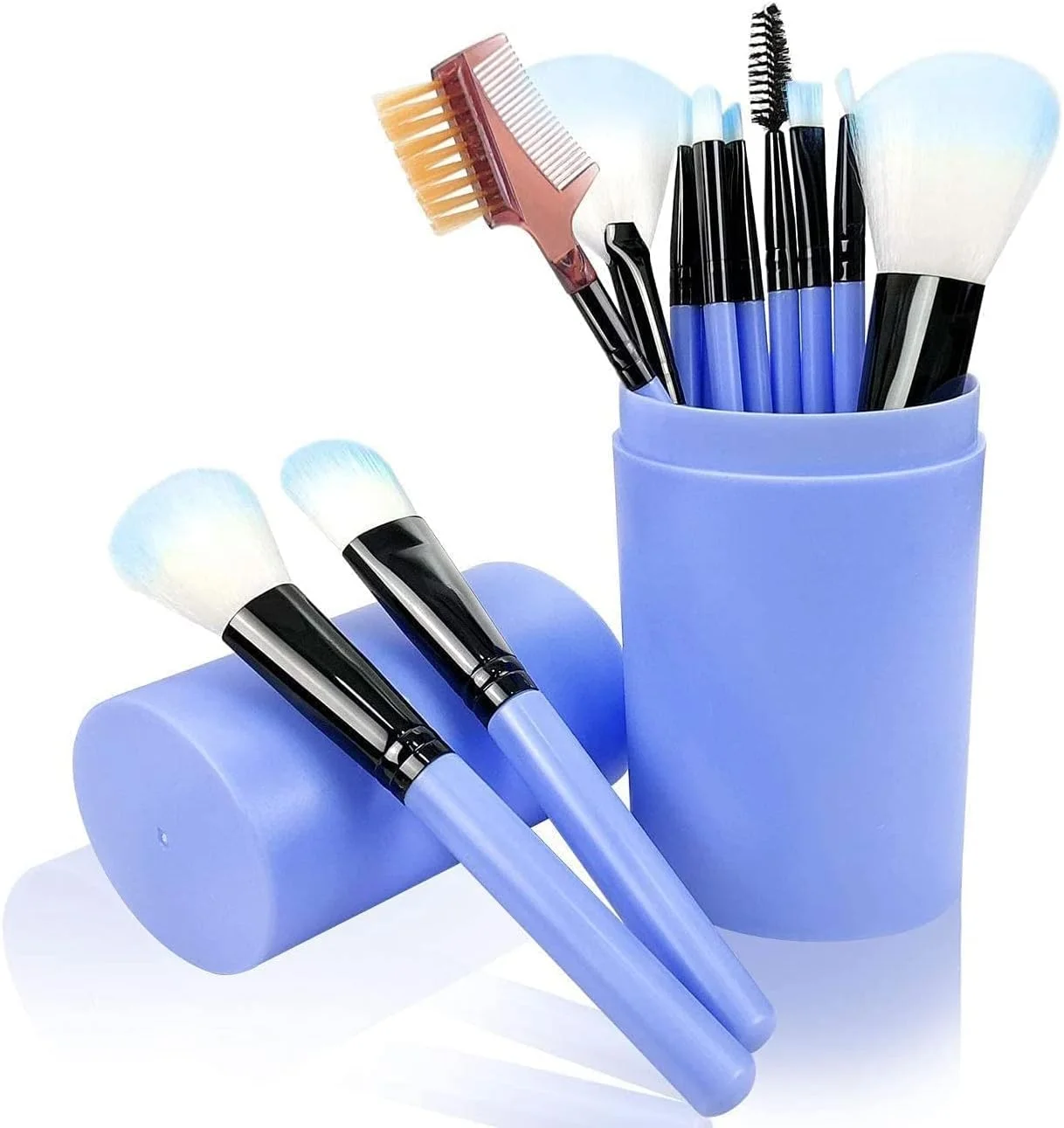 ست برس آرایشی فیت بایت (12 تکه) برای کرم پودر، سایه چشم، ابرو، خط چشم، رژگونه، پودر، کانسیلر، کانتور به همراه بلندر ست برس آرایشی فیت بایت (12 تکه) برای کرم پودر، سایه چشم، ابرو، خط چشم، رژگونه، پودر، کانسیلر، کانتور به همراه بلندر
