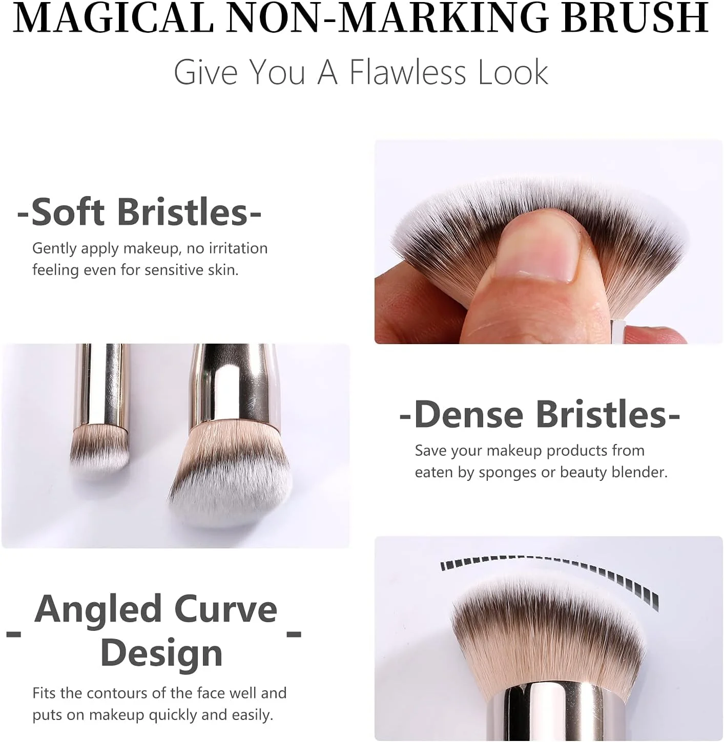 مجموعه براش آرایشی فنشاین 2 عددی شامل براش کانسیلر زیر چشم و براش کرم پودر برای آرایش مایع، ست براش آرایشی برای آرایش پایه، با موهای متراکم مصنوعی برای کانسیلر زیر چشم، ایجاد ظاهری بی عیب و نقص (170 و 270)