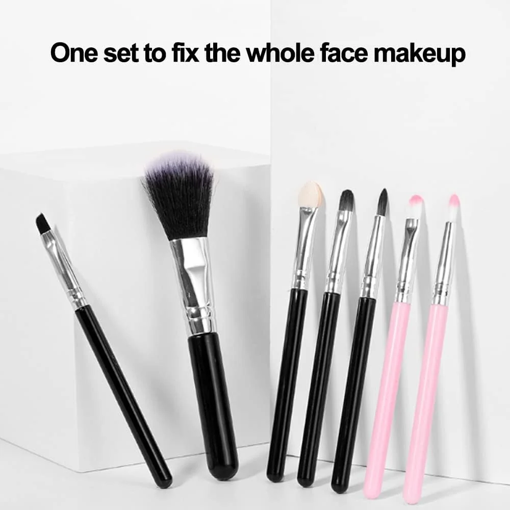 ست براش آرایشی پنج تکه، سایه چشم، رنگ هاله، کرم ابریشم خوابیده، براش لب، مناسب برای آرایش صورت، چشم و لب، مناسب برای حمل 5 عدد (صورتی)