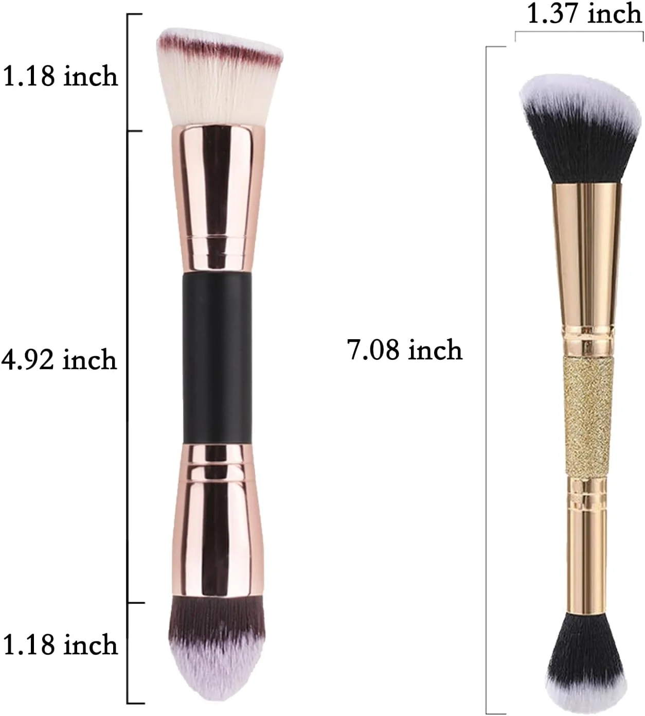 ست براش آرایشی حرفه ای FECOVANTI - 2 براش بزرگ دو سر | پودر نرم و بدون ریزش | سازگار با محیط زیست | ایده آل برای رژگونه و کرم پودر مایع | هدیه عالی تعطیلات و ضروری برای سفر