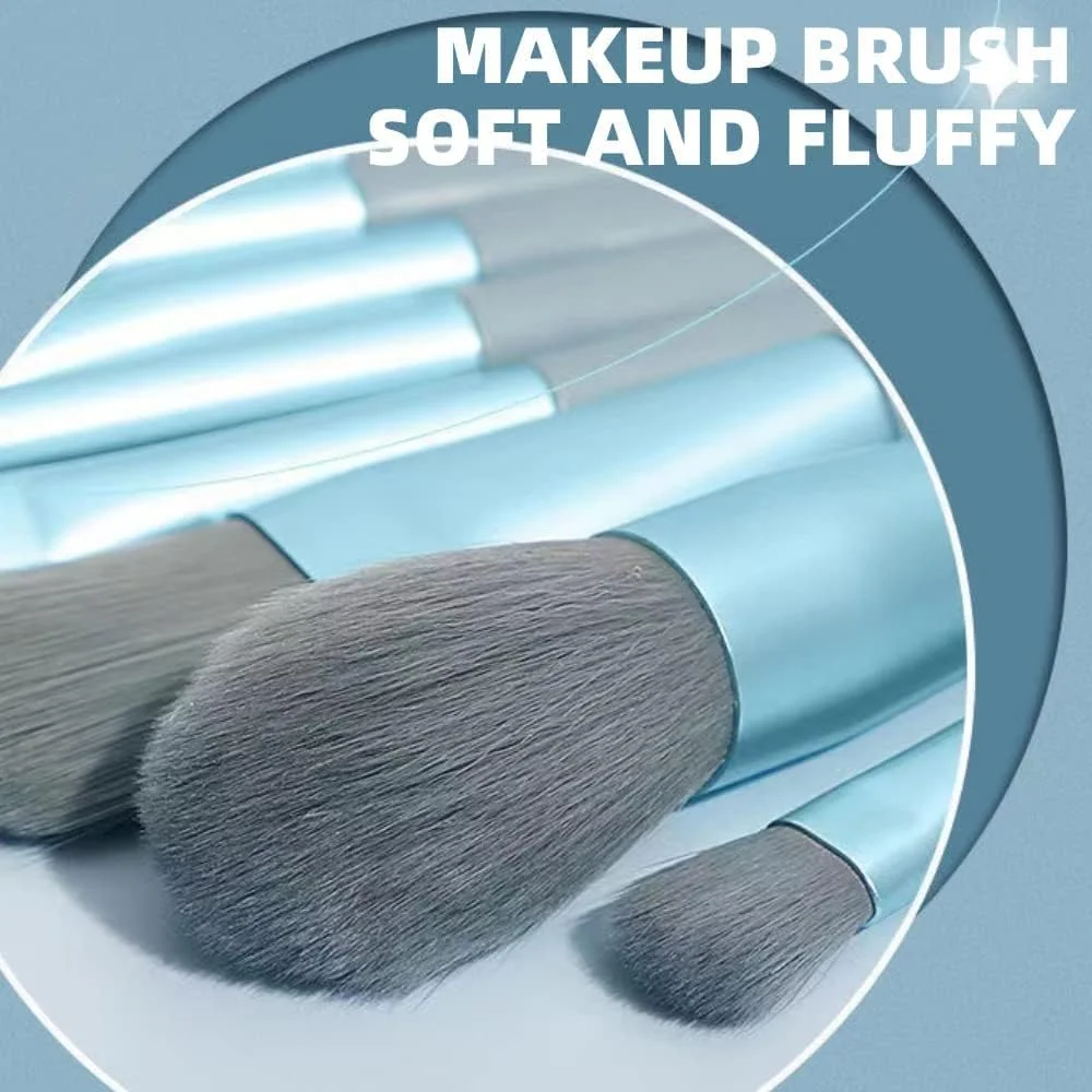 ست برس آرایشی قابل حمل FCON MRQUEE، شامل برس کرم پودر، رژگونه، سایه چشم، مژه، لب و ابرو، مینی برس های آرایشی، 8 تکه برس ترکیبی حرفه ای بامبو طبیعی، ست لوازم آرایشی و بهداشتی