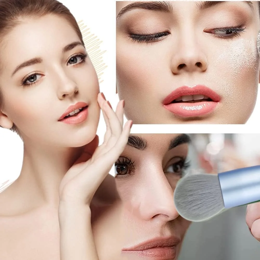 ست برس آرایشی قابل حمل FCON MRQUEE، شامل برس کرم پودر، رژگونه، سایه چشم، مژه، لب و ابرو، مینی برس های آرایشی، 8 تکه برس ترکیبی حرفه ای بامبو طبیعی، ست لوازم آرایشی و بهداشتی