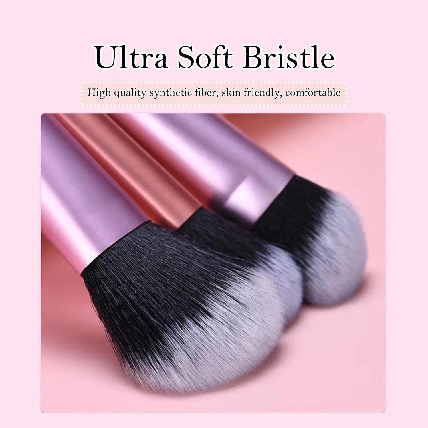 ست برس آرایشی مسافرتی فکووانتی، فوق العاده نرم، مینی، شامل برس کرم پودر، سایه چشم، رژگونه به همراه کیف قابل حمل