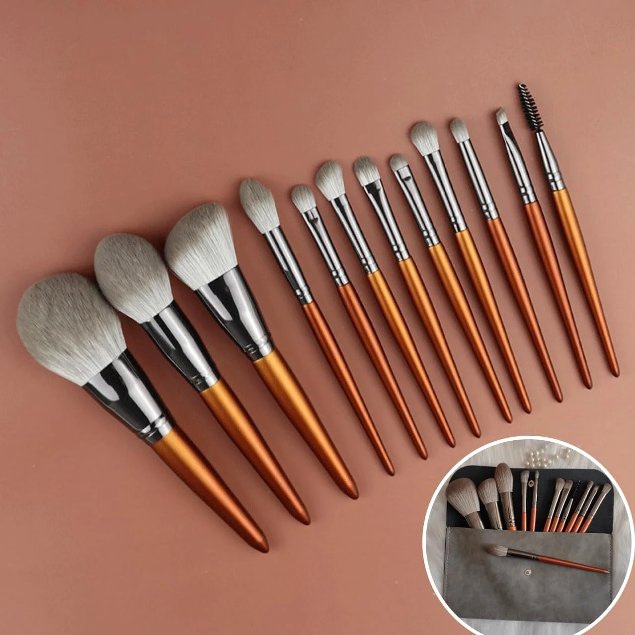 ست برس آرایشی حرفه ای FECOVANTI، برس های آرایشی با الیاف مصنوعی ممتاز، ست برس آرایشی صورت به همراه کیف ست برس آرایشی حرفه ای FECOVANTI، برس های آرایشی با الیاف مصنوعی ممتاز، ست برس آرایشی صورت به همراه کیف