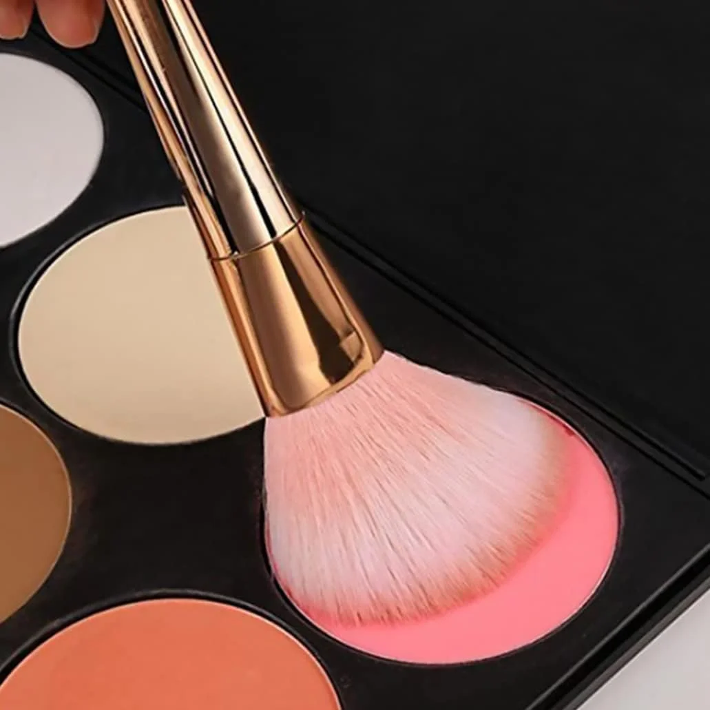 پودر رژگونه صورت، پودر رژگونه صورت، ست برس آرایشی 7 عددی برس های کاربردی سایه چشم کانسیلر رژگونه برس پودر صورت ابزار برس ترکیبی (رزگلد)