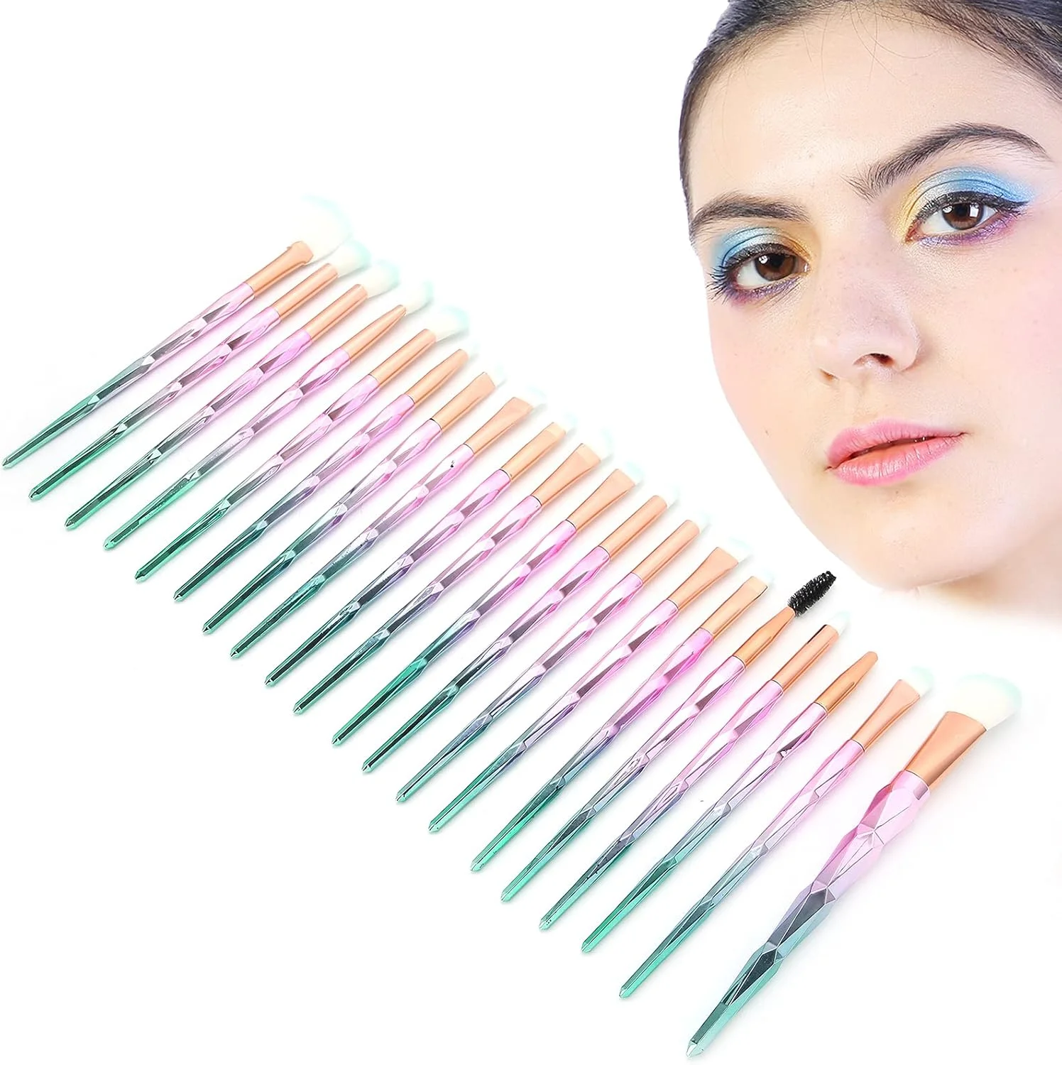 ست برس آرایشی صورت 20 عددی شامل برس سایه چشم، رژگونه، پودر، ابزار آرایش حرفه ای