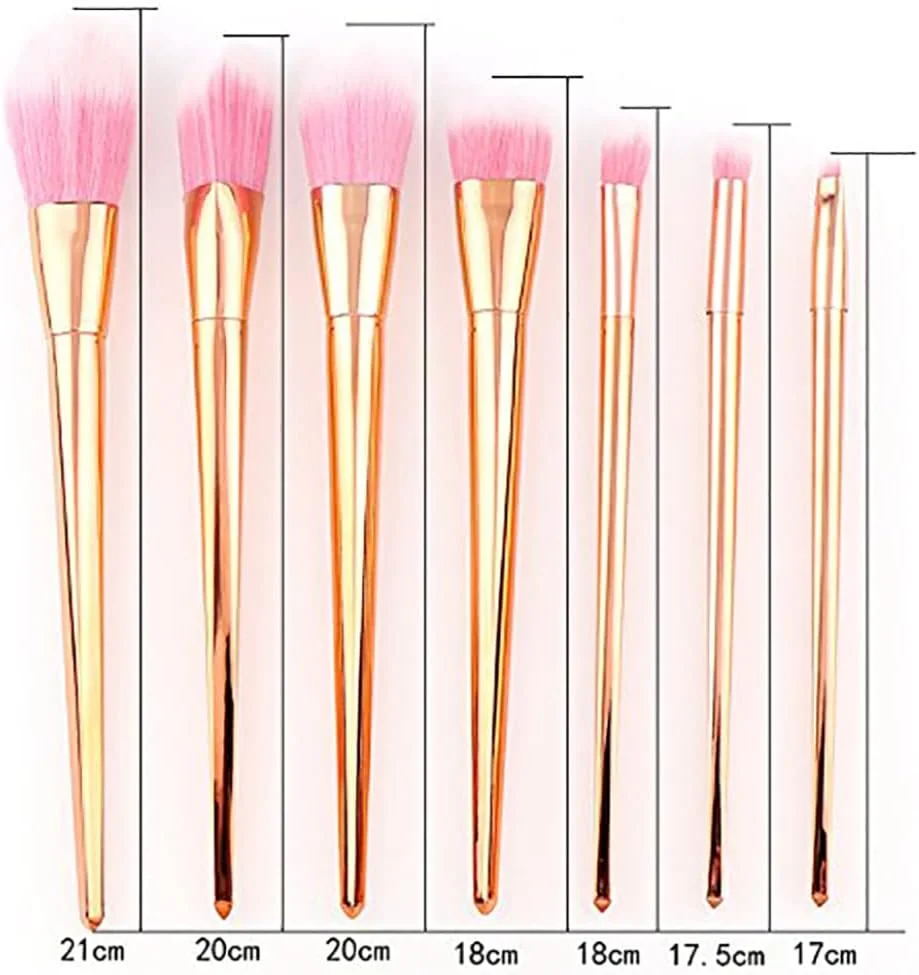 پودر رژگونه صورت، پودر رژگونه صورت، ست برس آرایشی 7 عددی برس های کاربردی سایه چشم کانسیلر رژگونه برس پودر صورت ابزار برس ترکیبی (رزگلد)