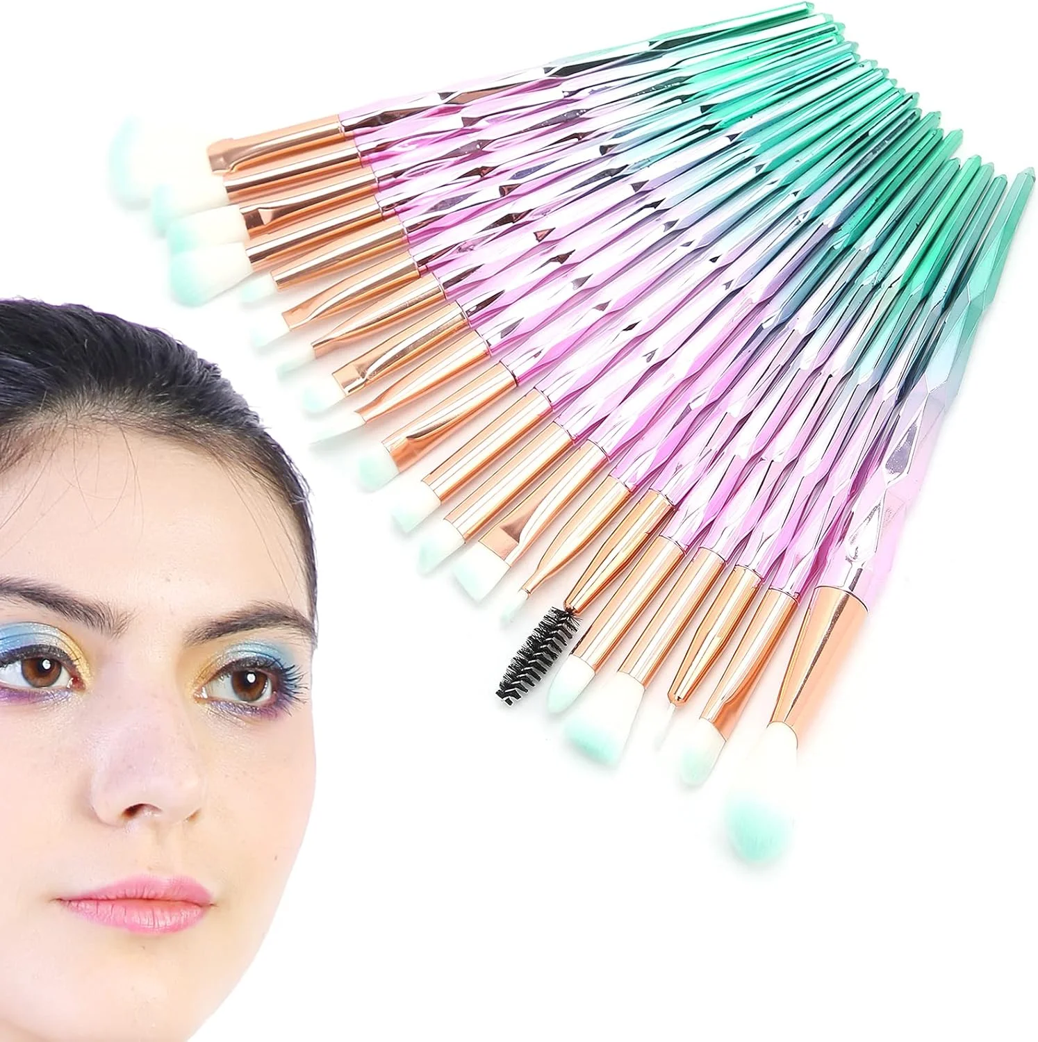 ست برس آرایشی صورت 20 عددی شامل برس سایه چشم، رژگونه، پودر، ابزار آرایش حرفه ای