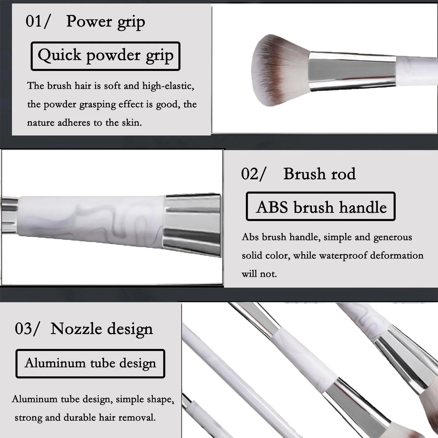 ست براش آرایشی 4 عددی دو سر FECOVANTI، شامل براش کرم پودر، سایه چشم، پودر و ابرو، ست براش آرایشی حرفه ای