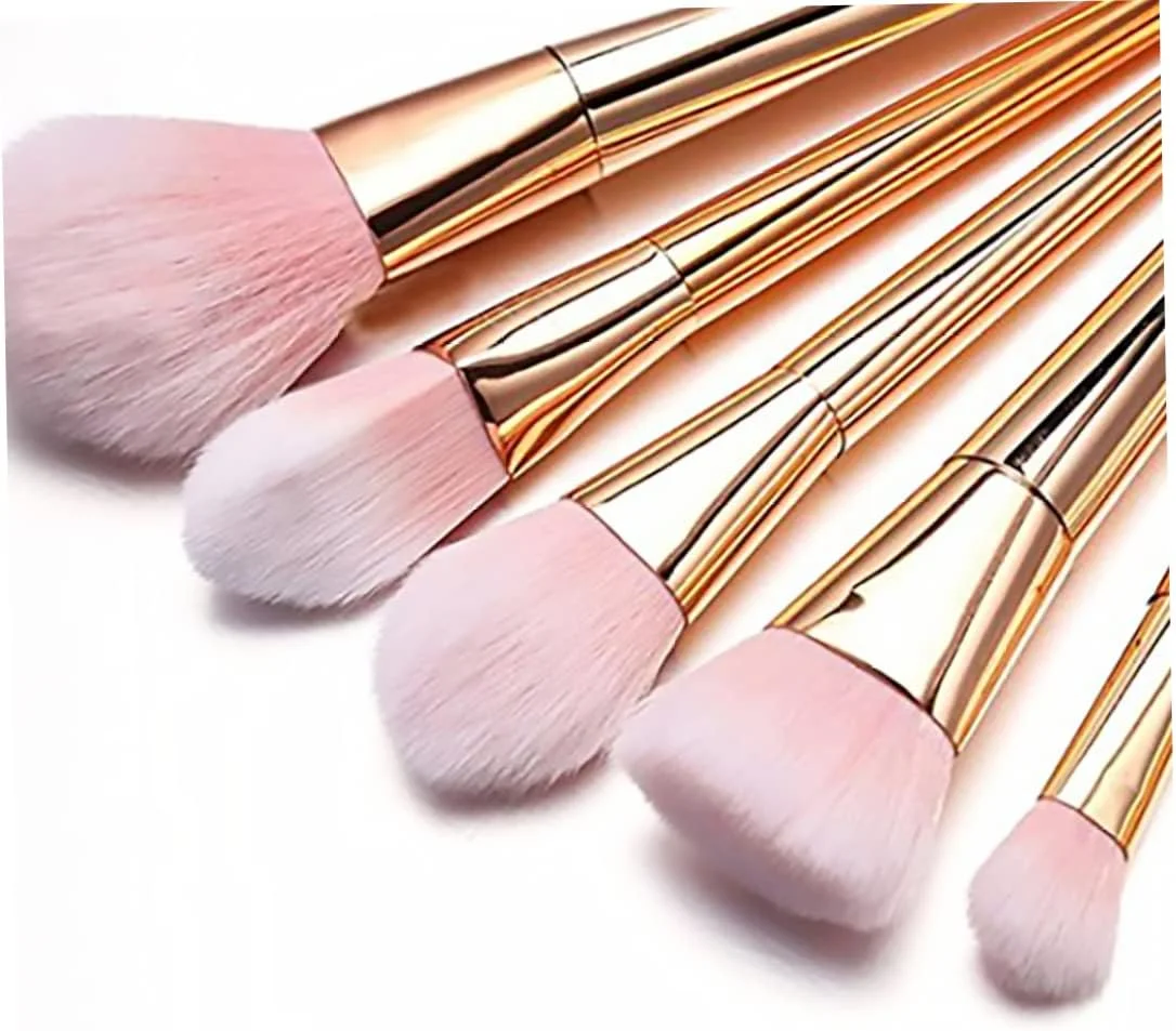 پودر رژگونه صورت، پودر رژگونه صورت، ست برس آرایشی 7 عددی برس های کاربردی سایه چشم کانسیلر رژگونه برس پودر صورت ابزار برس ترکیبی (رزگلد)