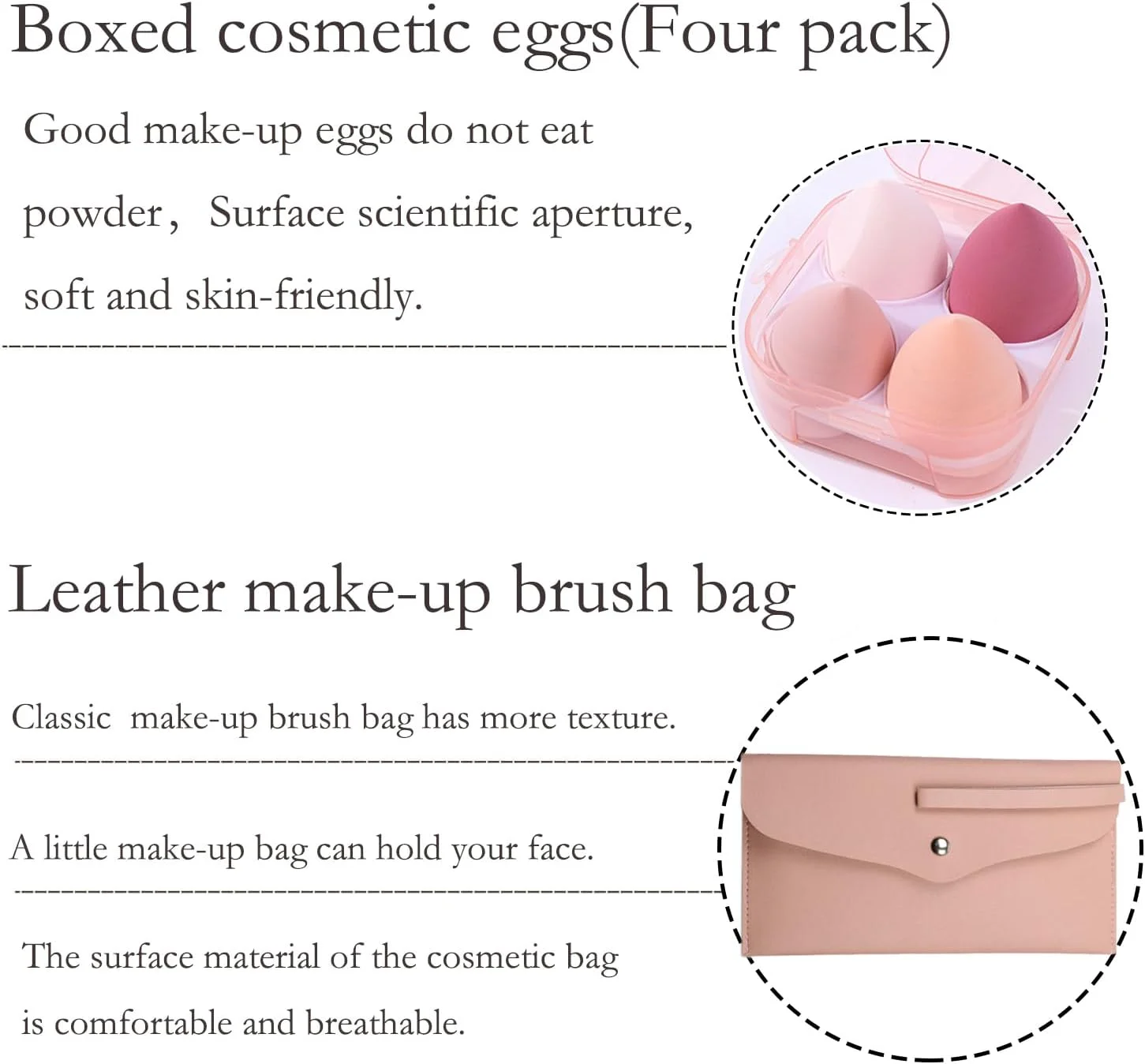 ست براش آرایشی 4 عددی دو سر FECOVANTI، شامل براش کرم پودر، سایه چشم، پودر و ابرو، ست براش آرایشی حرفه ای