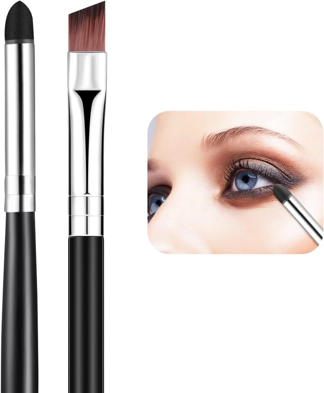 ست برس خط چشم و پخش کننده، برس ابرو زاویه دار نازک، برس های آرایش چشم مدادی سایه چشم اسفنجی، ابزارهای آرایش نرم برای ترکیب سایه چشم، خط چشم، کرم پودر