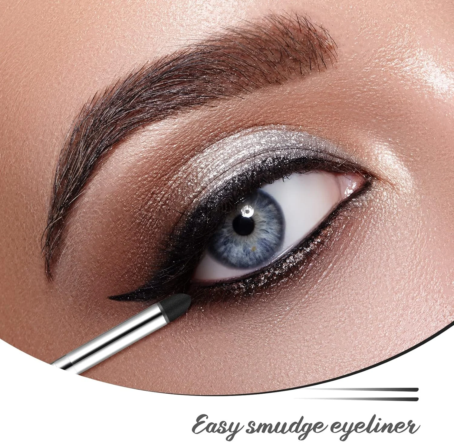 ست برس خط چشم و پخش کننده، برس ابرو زاویه دار نازک، برس های آرایش چشم مدادی سایه چشم اسفنجی، ابزارهای آرایش نرم برای ترکیب سایه چشم، خط چشم، کرم پودر