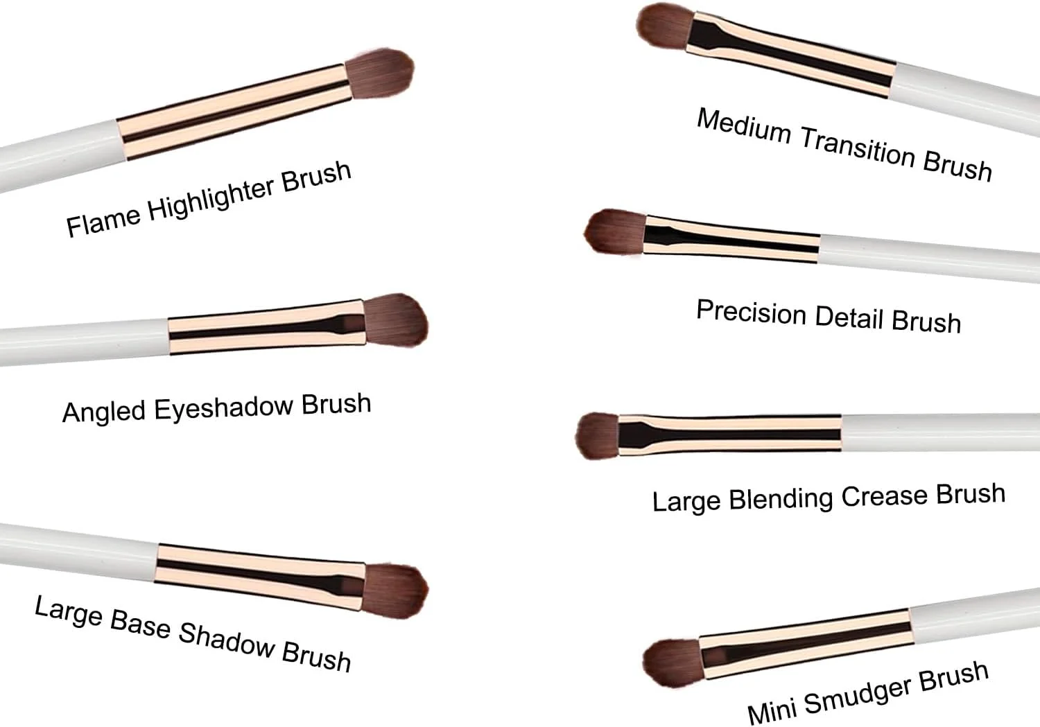 ست برس آرایشی چشم، 7 تکه برس سایه چشم حرفه ای با موهای نرم و دسته چوبی واقعی برای خط چشم، ترکیب، آرایش دودی (سفید و طلایی) ست برس آرایشی چشم، 7 تکه برس سایه چشم حرفه ای با موهای نرم و دسته چوبی واقعی برای خط چشم، ترکیب، آرایش دودی (سفید و طلایی)