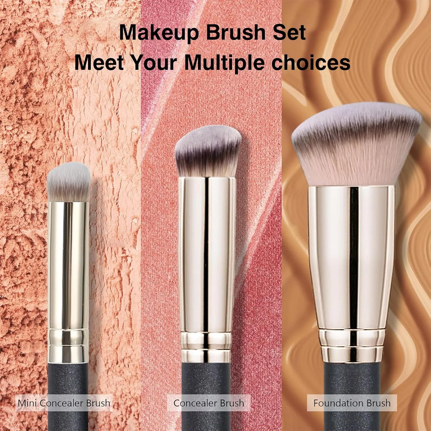 ست برس های کرم پودر Eytzpto Foundation، 3 عدد برس زاویه دار کرم پودر، برس کانتور کانسیلر، برس زیر چشم و رژگونه، ست برس های آرایشی حرفه ای کابوکی برای لوازم آرایشی مایع، ترکیب، کرم و پودر