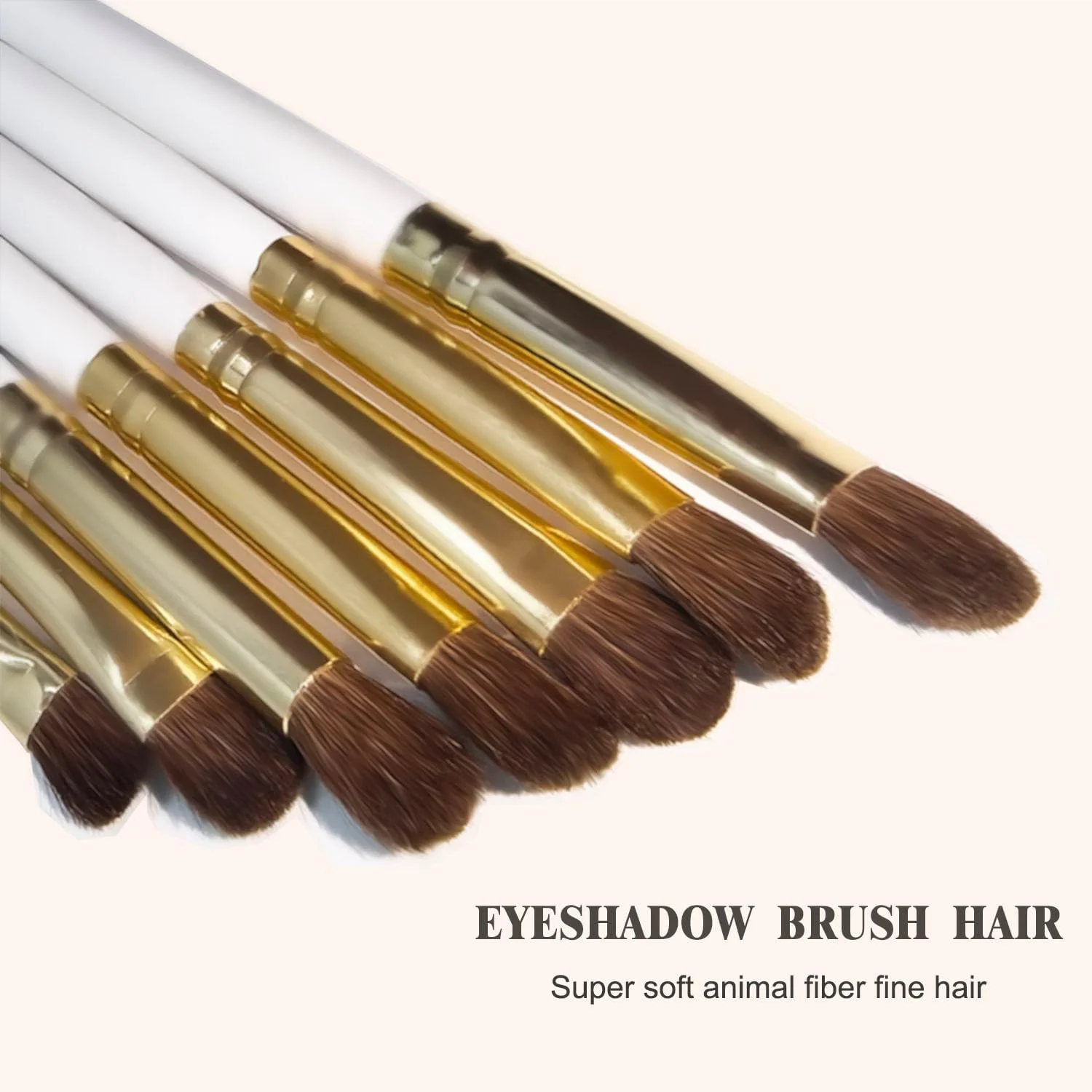 ست برس آرایشی چشم، 7 تکه برس سایه چشم حرفه ای با موهای نرم و دسته چوبی واقعی برای خط چشم، ترکیب، آرایش دودی (سفید و طلایی) ست برس آرایشی چشم، 7 تکه برس سایه چشم حرفه ای با موهای نرم و دسته چوبی واقعی برای خط چشم، ترکیب، آرایش دودی (سفید و طلایی)