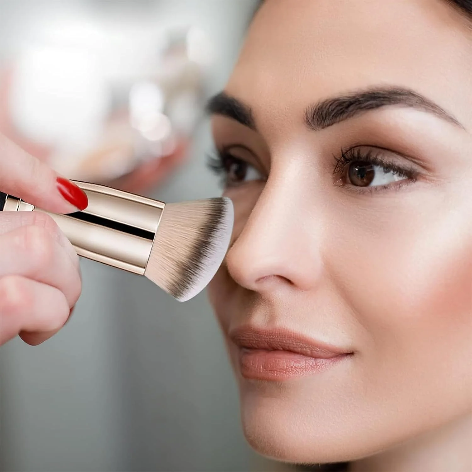 ست برس های کرم پودر Eytzpto Foundation، 3 عدد برس زاویه دار کرم پودر، برس کانتور کانسیلر، برس زیر چشم و رژگونه، ست برس های آرایشی حرفه ای کابوکی برای لوازم آرایشی مایع، ترکیب، کرم و پودر