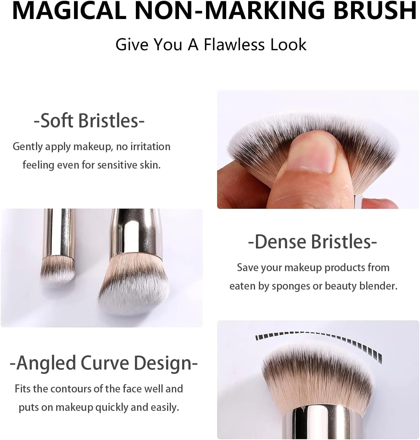 ست برس های کرم پودر Eytzpto Foundation، 3 عدد برس زاویه دار کرم پودر، برس کانتور کانسیلر، برس زیر چشم و رژگونه، ست برس های آرایشی حرفه ای کابوکی برای لوازم آرایشی مایع، ترکیب، کرم و پودر