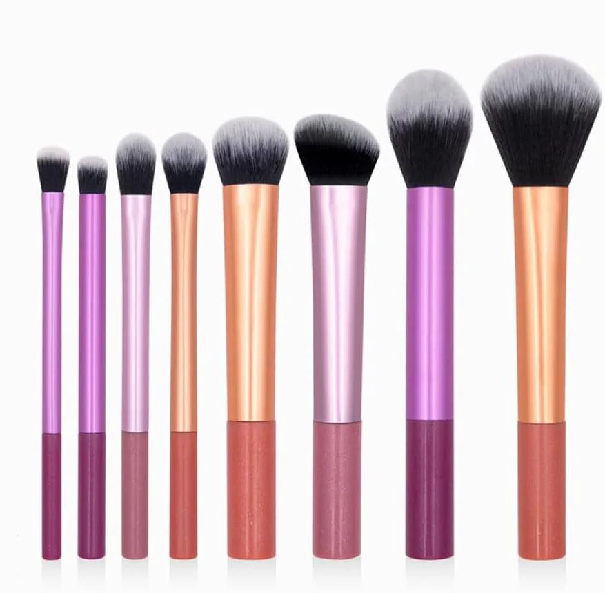 ست برس آرایشی Excefore، 8 عدد برس کامل و حرفه ای با عملکرد کامل، ست برس صورت و چشم فوق العاده نرم و رنگارنگ، برای کرم پودر، رژگونه، سایه چشم و پودر