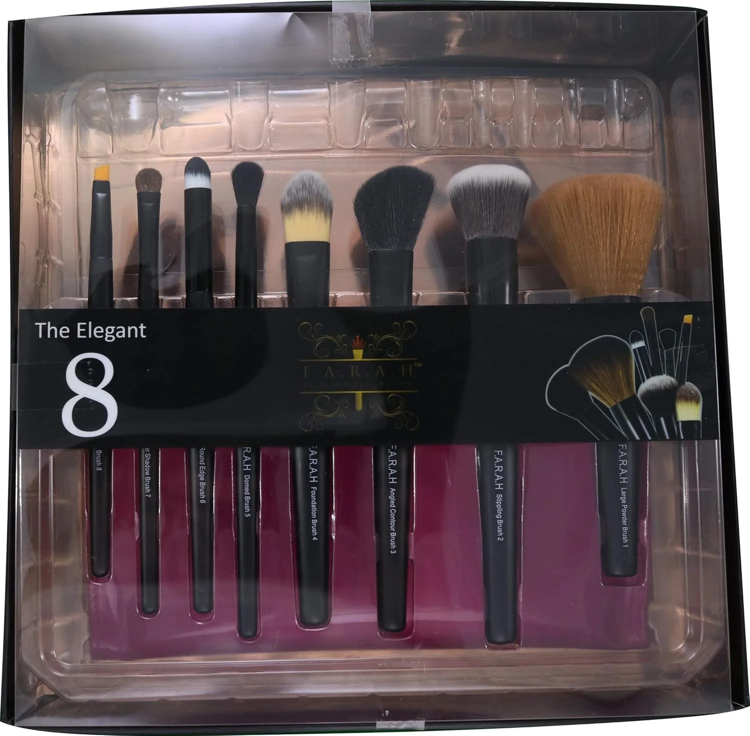 ست برس آرایشی 8 تکه ممتاز و ظریف F.A.R.A.H