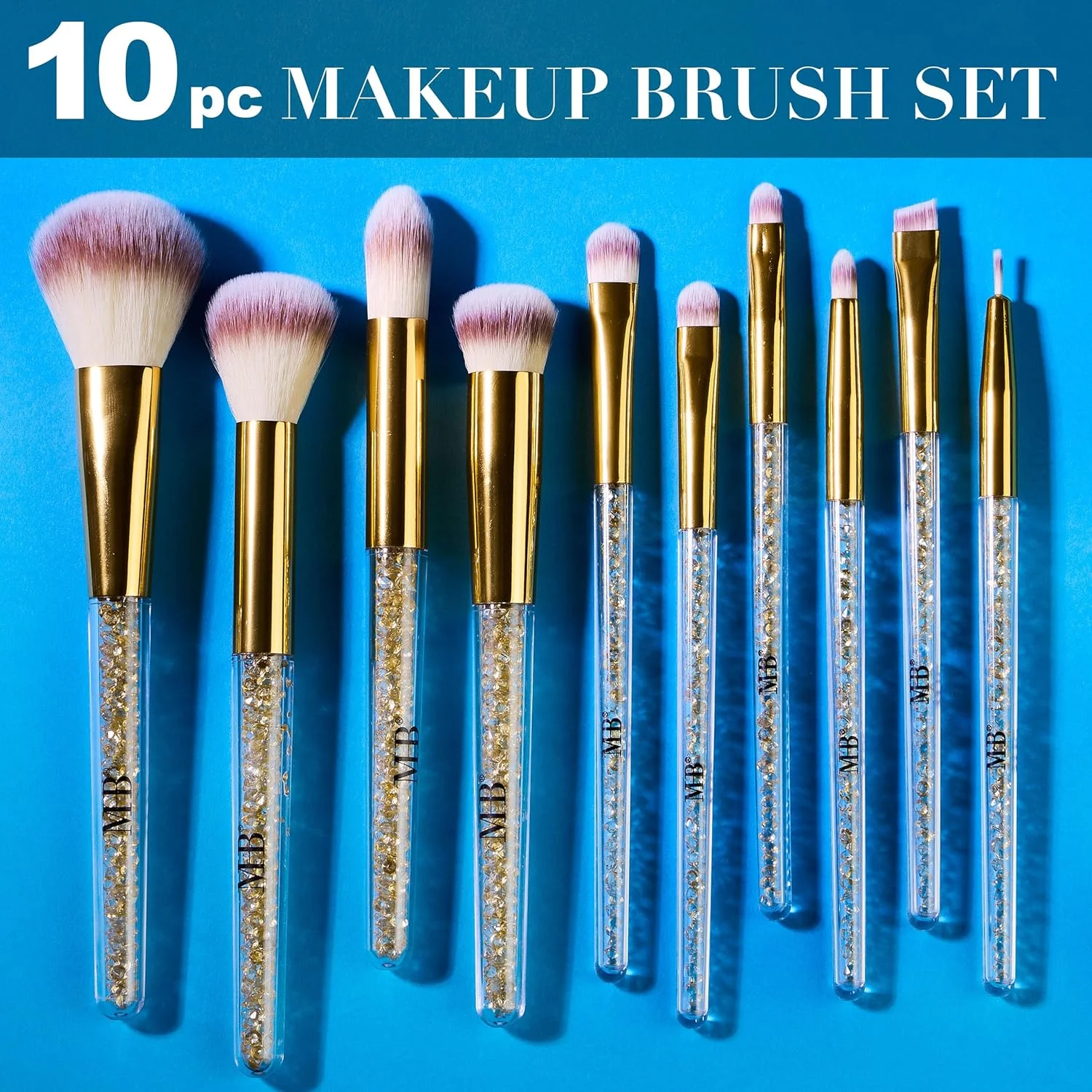 ست برس آرایشی 10 تکه Expressions Pro با سنگ های قیمتی درخشان طلایی - 10 برس آرایشی نرم و با کیفیت برای استفاده روزمره - برس ها و ابزارهای آرایشی حرفه ای ست برس آرایشی 10 تکه Expressions Pro با سنگ های قیمتی درخشان طلایی - 10 برس آرایشی نرم و با کیفیت برای استفاده روزمره - برس ها و ابزارهای آرایشی حرفه ای