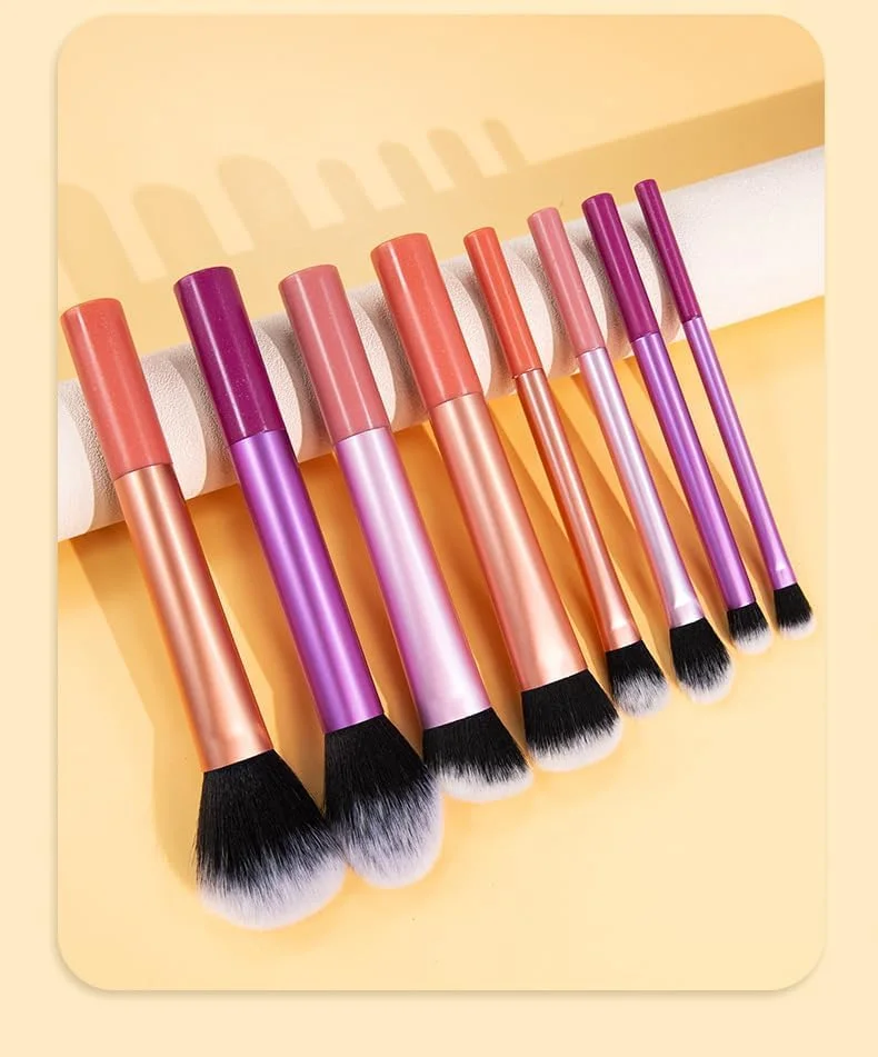 ست برس آرایشی Excefore، 8 عدد برس کامل و حرفه ای با عملکرد کامل، ست برس صورت و چشم فوق العاده نرم و رنگارنگ، برای کرم پودر، رژگونه، سایه چشم و پودر