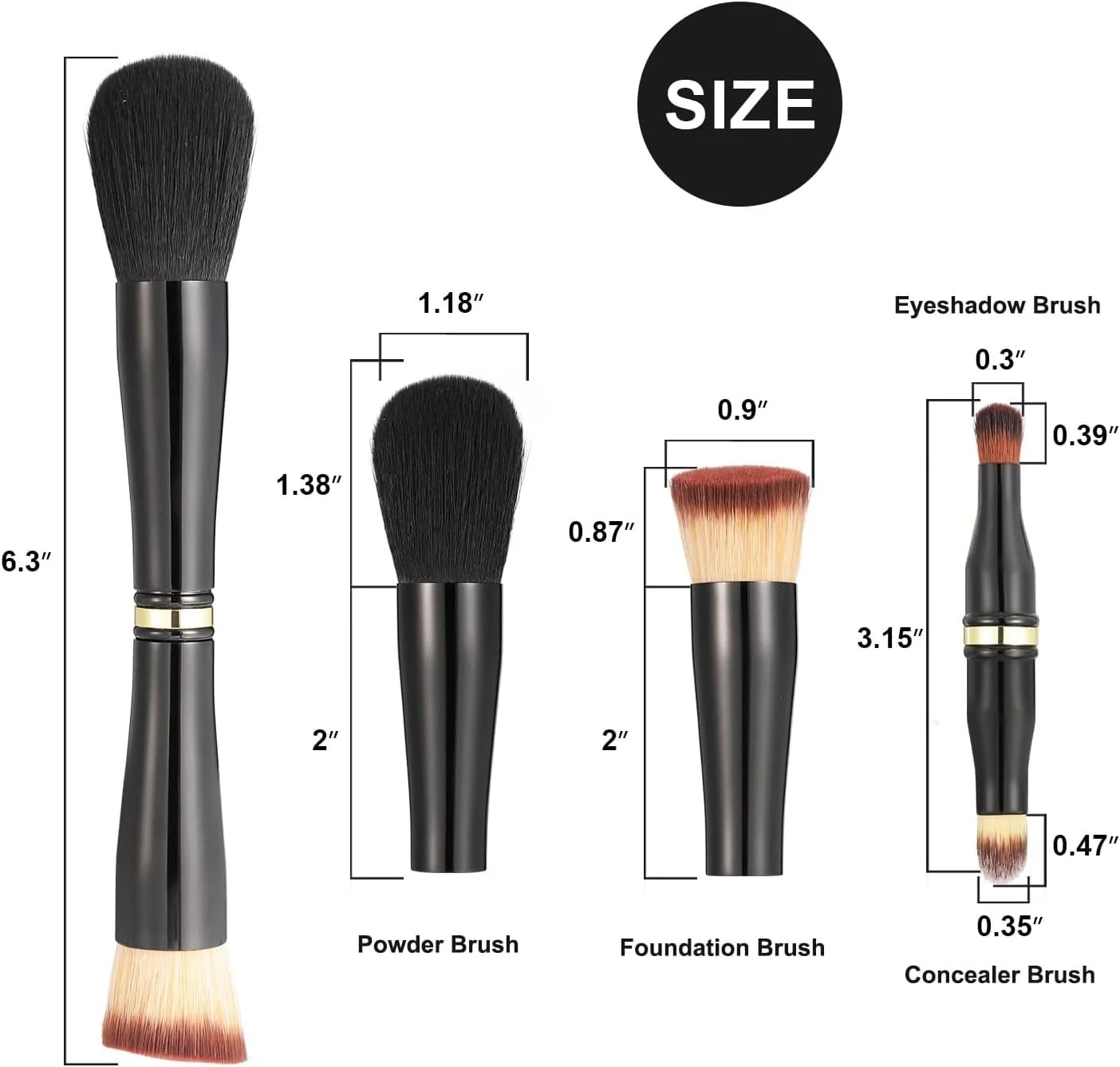 ست برس آرایشی دو طرفه 4 در 1 Excefore، برس فونداسیون مسافرتی جداشدنی، برس پودر سایه چشم، برس آرایشی صورت برای فونداسیون، کانسیلر، رژگونه، پودر ست برس آرایشی دو طرفه 4 در 1 Excefore، برس فونداسیون مسافرتی جداشدنی، برس پودر سایه چشم، برس آرایشی صورت برای فونداسیون، کانسیلر، رژگونه، پودر