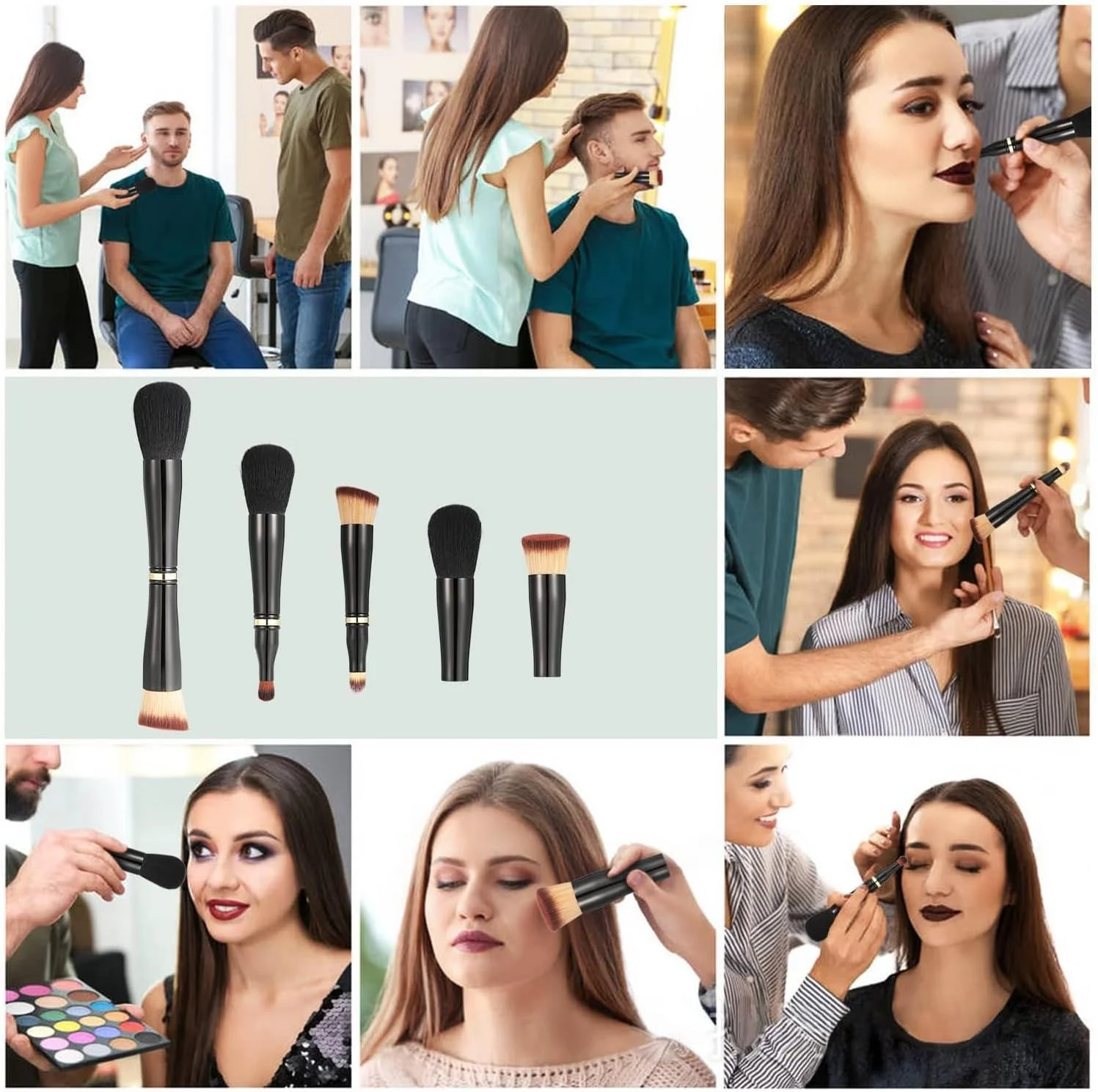 ست برس آرایشی دو طرفه 4 در 1 Excefore، برس فونداسیون مسافرتی جداشدنی، برس پودر سایه چشم، برس آرایشی صورت برای فونداسیون، کانسیلر، رژگونه، پودر ست برس آرایشی دو طرفه 4 در 1 Excefore، برس فونداسیون مسافرتی جداشدنی، برس پودر سایه چشم، برس آرایشی صورت برای فونداسیون، کانسیلر، رژگونه، پودر