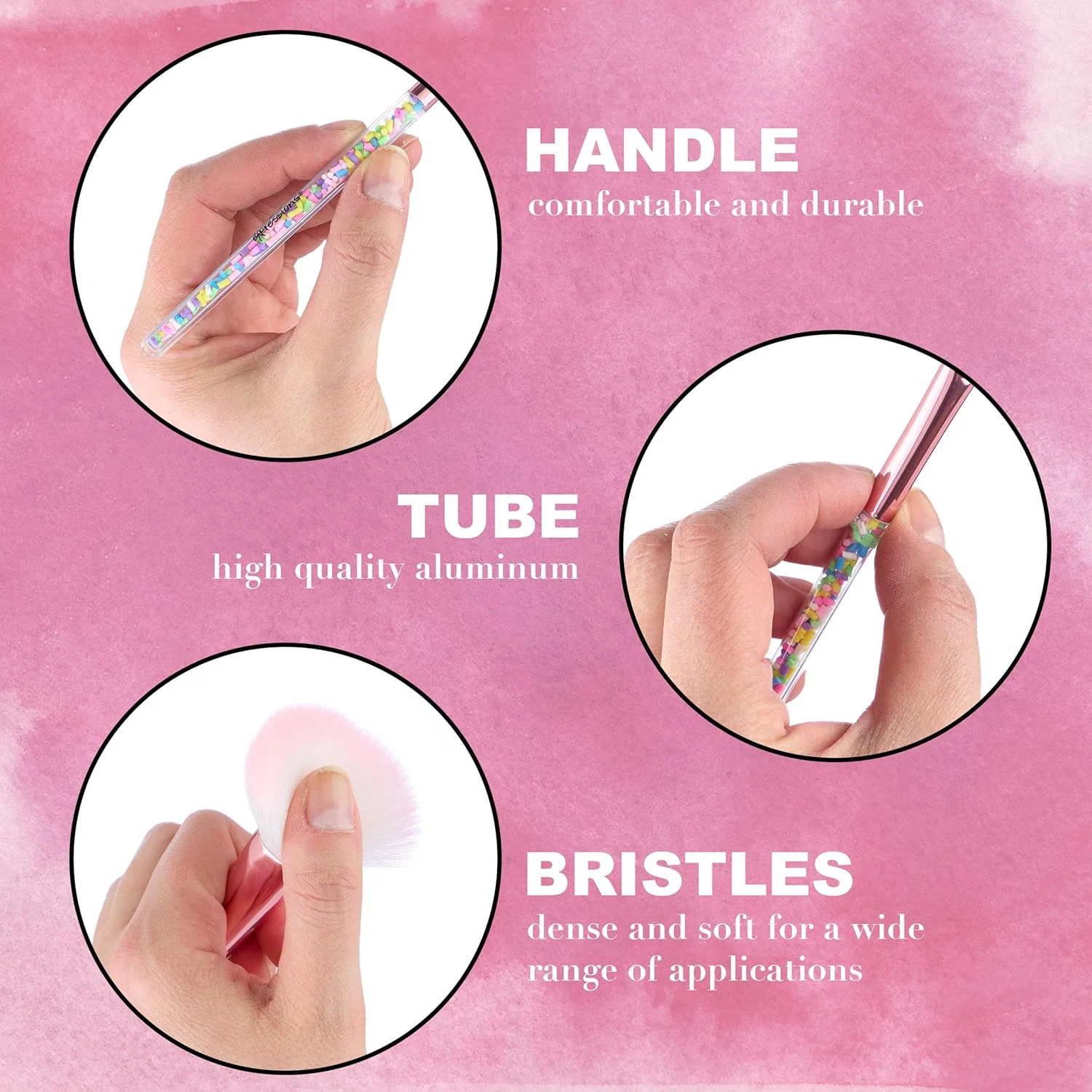 ست براش آرایشی 5 تکه اکلیلی Expressions صورتی - ست براش آرایشی زیبا با دسته های اکلیلی رنگین کمانی، موهای متراکم | براش های آرایشی ممتاز ست براش آرایشی 5 تکه اکلیلی Expressions صورتی - ست براش آرایشی زیبا با دسته های اکلیلی رنگین کمانی، موهای متراکم | براش های آرایشی ممتاز