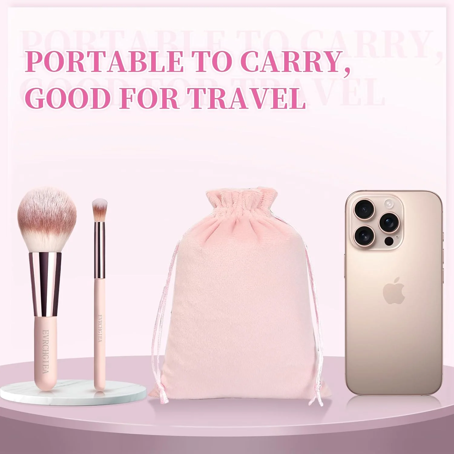 مجموعه 15 عددی برس آرایشی مسافرتی EVRCHGIEA، شامل برس های کرم پودر، پودر، کانسیلر، سایه چشم، به همراه 12 عدد پد، اسفنج و کیف (صورتی) مجموعه 15 عددی برس آرایشی مسافرتی EVRCHGIEA، شامل برس های کرم پودر، پودر، کانسیلر، سایه چشم، به همراه 12 عدد پد، اسفنج و کیف (صورتی)