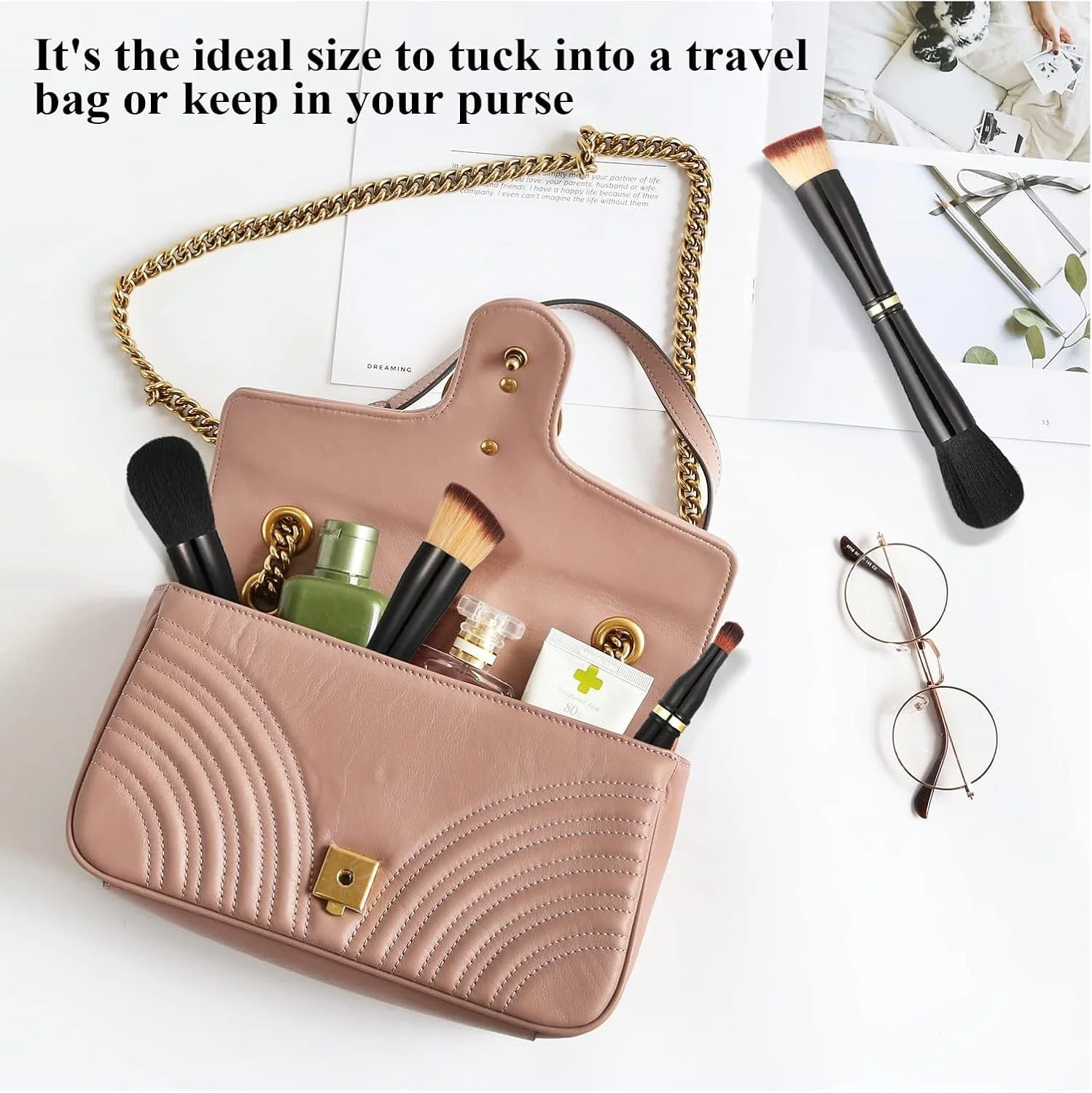 ست برس آرایشی دو طرفه 4 در 1 Excefore، برس فونداسیون مسافرتی جداشدنی، برس پودر سایه چشم، برس آرایشی صورت برای فونداسیون، کانسیلر، رژگونه، پودر ست برس آرایشی دو طرفه 4 در 1 Excefore، برس فونداسیون مسافرتی جداشدنی، برس پودر سایه چشم، برس آرایشی صورت برای فونداسیون، کانسیلر، رژگونه، پودر