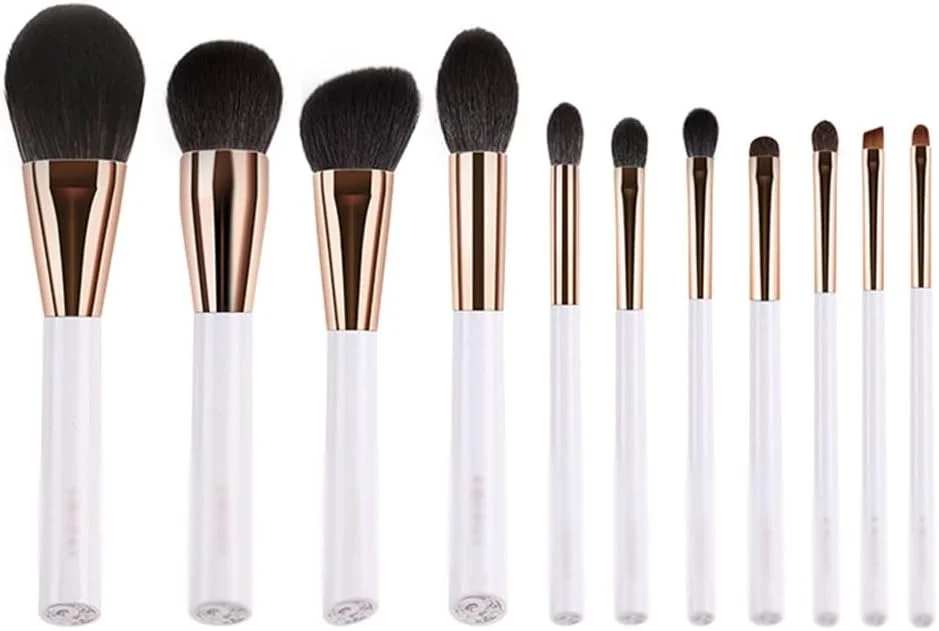 ست برس آرایشی ENPAP موی فیبر دسته ABS سفید مرواریدی 11 عددی ابزار آرایش ست برس های حرفه ای آرایش