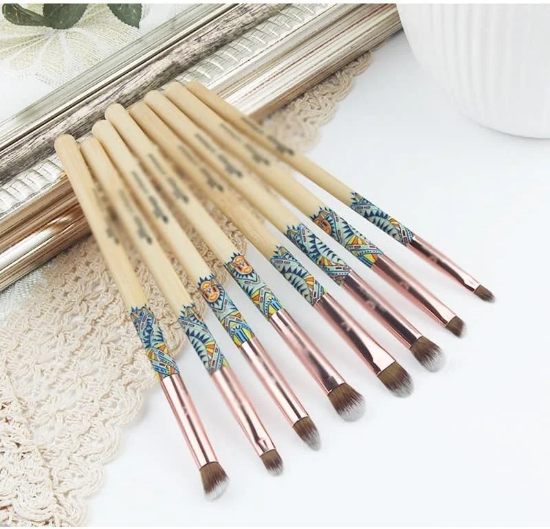 ست برس آرایشی ENPAP شامل 8 عدد برس حرفه ای با موهای مصنوعی، مناسب برای سایه چشم، ست برس آرایشی و ابزار آرایشی