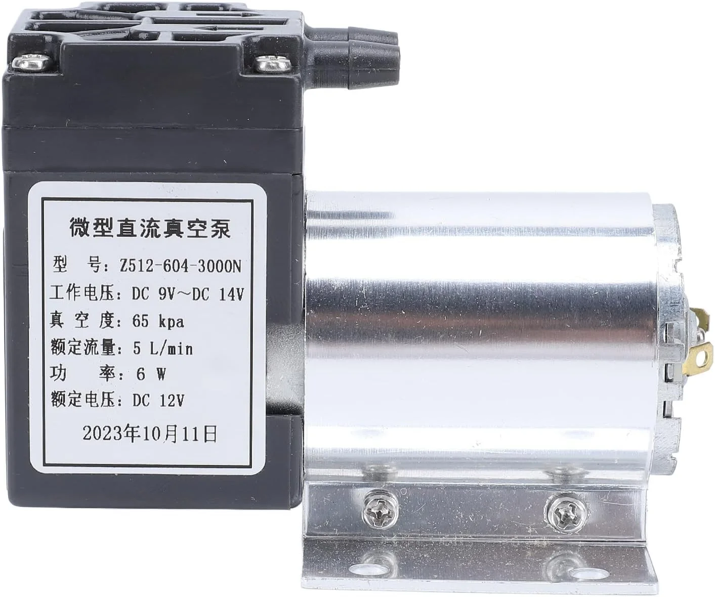 پمپ خلاء 12 ولت Zhjvihx، پمپ خلاء فشار منفی با موتور DC، 5 لیتر در دقیقه 65 کیلو پاسکال میکرو برای محصولات صنعتی، دستگاه نگهداری و تجزیه و تحلیل گاز