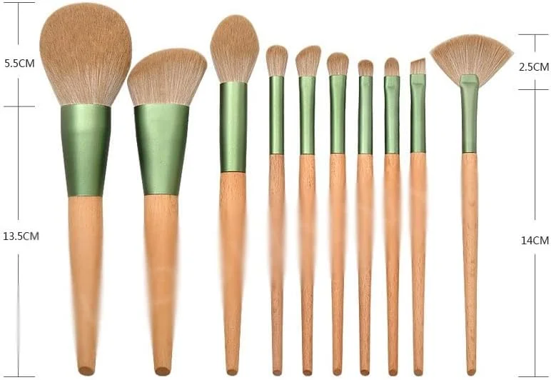 ست برس آرایشی دسته چوبی ENPAP 10 عددی شامل برس پودر، سایه چشم، ابرو و ابزار آرایش ست برس آرایشی دسته چوبی ENPAP 10 عددی شامل برس پودر، سایه چشم، ابرو و ابزار آرایش