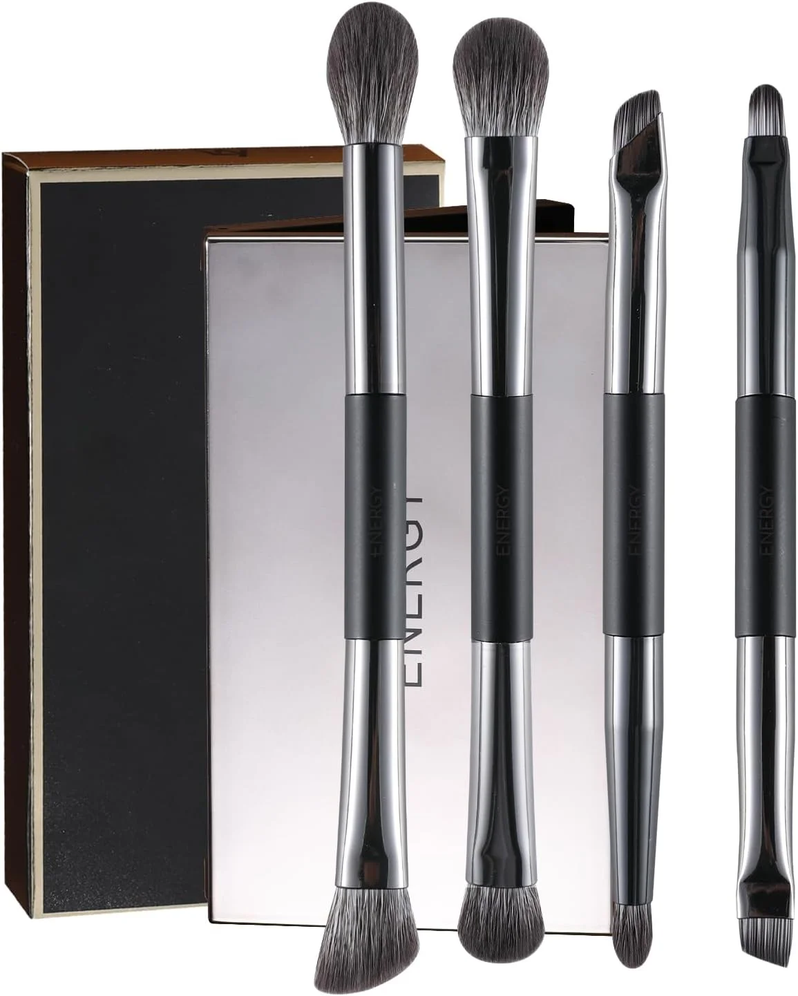 ست برس آرایشی چشم مسافرتی ENERGY، شامل برس سایه چشم، ترکیب کننده چشم، خط چشم، کانسیلر زیر چشم، برس ابرو، برس پخش کننده آرایش با کیف آینه دار قابل حمل و جمع و جور، برس های آرایشی دو طرفه 4 عددی ست برس آرایشی چشم مسافرتی ENERGY، شامل برس سایه چشم، ترکیب کننده چشم، خط چشم، کانسیلر زیر چشم، برس ابرو، برس پخش کننده آرایش با کیف آینه دار قابل حمل و جمع و جور، برس های آرایشی دو طرفه 4 عددی