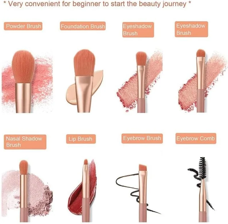ست برس آرایشی مینی 8 عددی ELITEWAVE، کیت برس فونداسیون قابل حمل با کیف چرمی، برس های آرایشی، کیت ابزار برس آرایشی مصنوعی برای فونداسیون، رژگونه، پودر، ابرو، سایه چشم ست برس آرایشی مینی 8 عددی ELITEWAVE، کیت برس فونداسیون قابل حمل با کیف چرمی، برس های آرایشی، کیت ابزار برس آرایشی مصنوعی برای فونداسیون، رژگونه، پودر، ابرو، سایه چشم