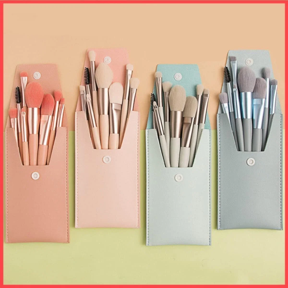 ست برس آرایشی مینی 8 عددی ELITEWAVE، کیت برس فونداسیون قابل حمل با کیف چرمی، برس های آرایشی، کیت ابزار برس آرایشی مصنوعی برای فونداسیون، رژگونه، پودر، ابرو، سایه چشم ست برس آرایشی مینی 8 عددی ELITEWAVE، کیت برس فونداسیون قابل حمل با کیف چرمی، برس های آرایشی، کیت ابزار برس آرایشی مصنوعی برای فونداسیون، رژگونه، پودر، ابرو، سایه چشم