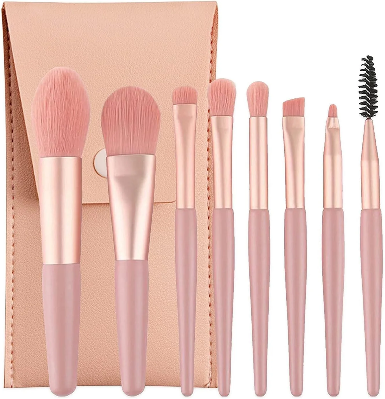 ست برس آرایشی الیت ویو با کیف، 8 تکه برس آرایشی حرفه ای، ست برس های آرایشی مسافرتی برای کرم پودر صورت، رژگونه، سایه چشم، دسته چوبی با موهای مصنوعی (چند رنگ) ست برس آرایشی الیت ویو با کیف، 8 تکه برس آرایشی حرفه ای، ست برس های آرایشی مسافرتی برای کرم پودر صورت، رژگونه، سایه چشم، دسته چوبی با موهای مصنوعی (چند رنگ)